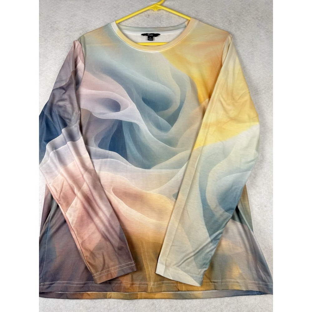NWOT Abstract Watercolor Long Sleeve Top XL Designed in California